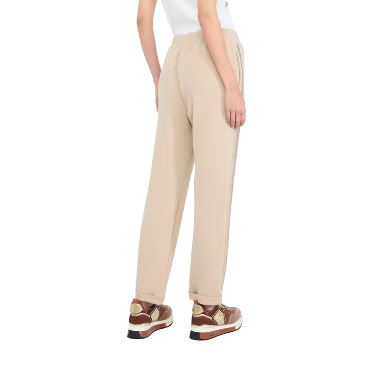 Pantaloni Donna jogging in scuba Beige modella retro