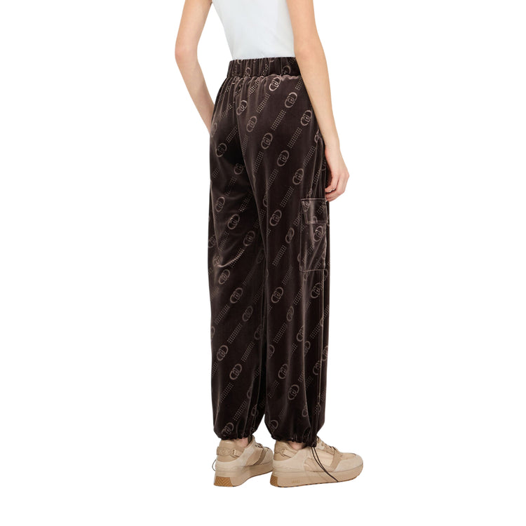 Pantaloni jogging Donna in ciniglia marrone modella retro