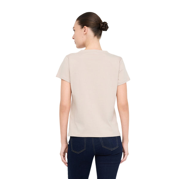 T-shirt Donna con decorazione floreale frontale modella retro