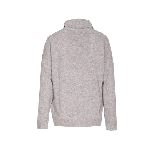 Maglione Donna a collo alto a coste Grigio retro