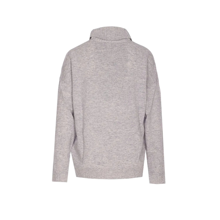 Maglione Donna a collo alto a coste Grigio retro