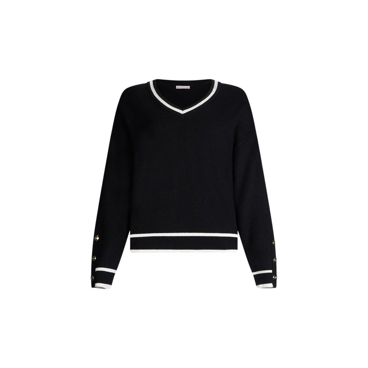 Maglia Donna misto seta con dettagli a contrasto