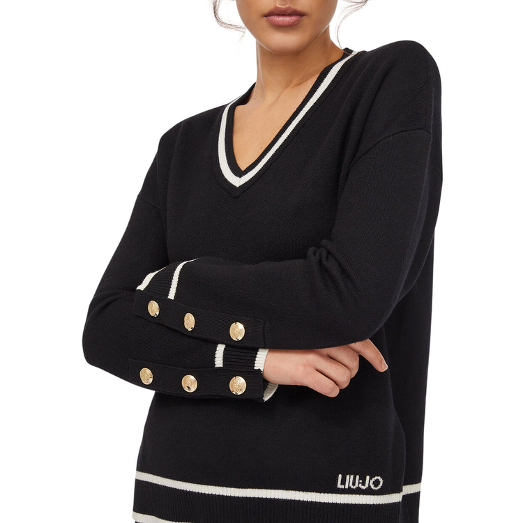 Maglia Donna misto seta con dettagli a contrasto dettaglio