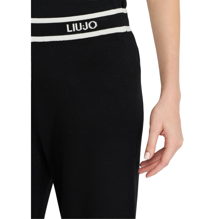 Pantaloni Donna in maglia di misto seta dettaglio cintone con logo