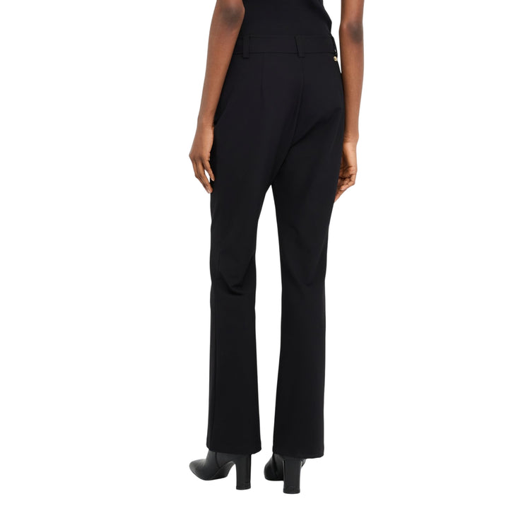 Pantaloni Donna flare a vita alta Nero modella retro