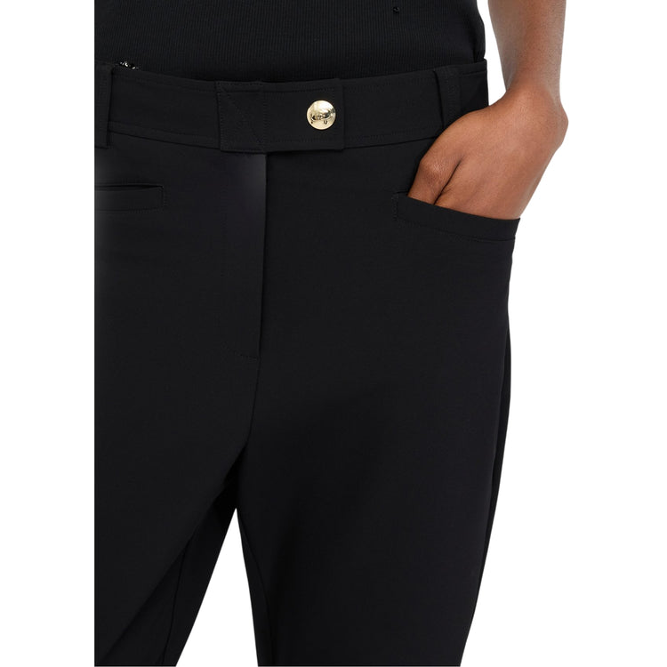 Pantaloni Donna flare a vita alta Nero dettaglio frontale