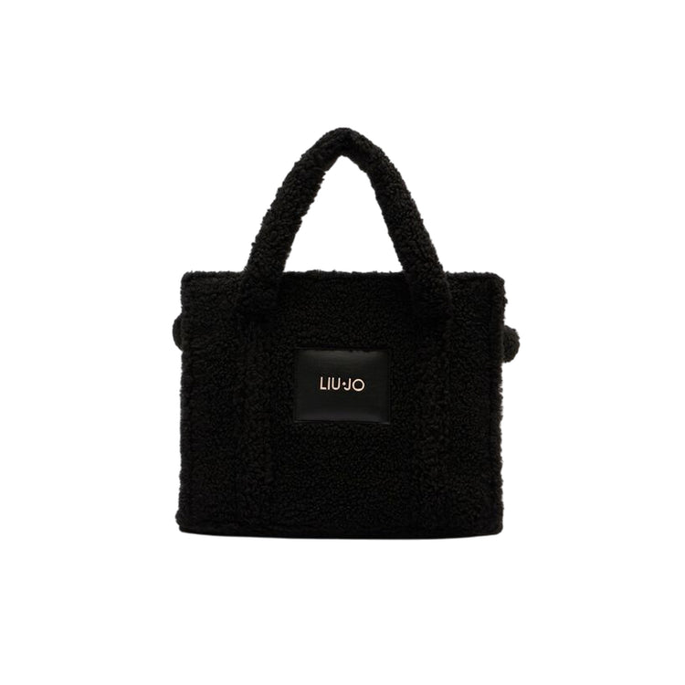 Shopping bag Donna media in teddy Nero
