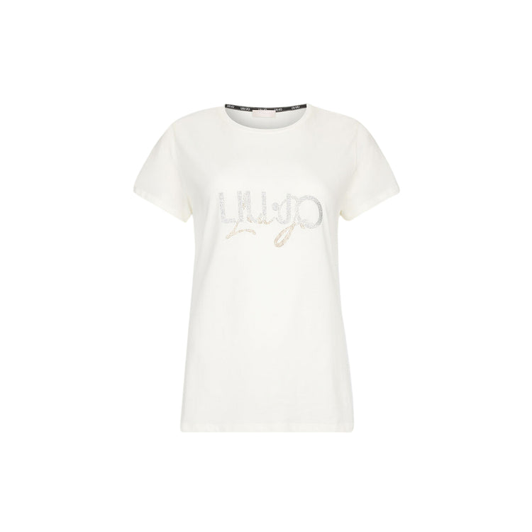 T-shirt Donna in cotone con logo luminoso
