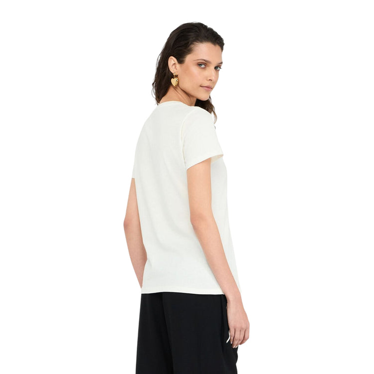 T-shirt Donna in cotone con logo luminoso modella retro