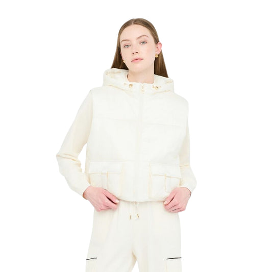 Gilet Donna in nylon trapuntato Bianco modella frontale