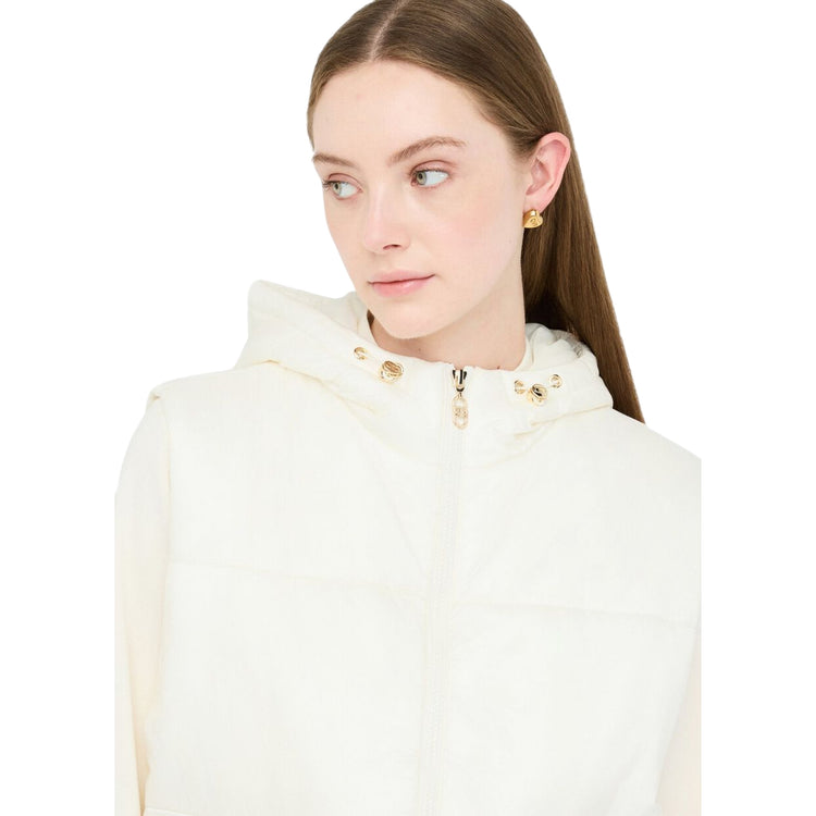 Gilet Donna in nylon trapuntato Bianco modella frontale ravvicinata
