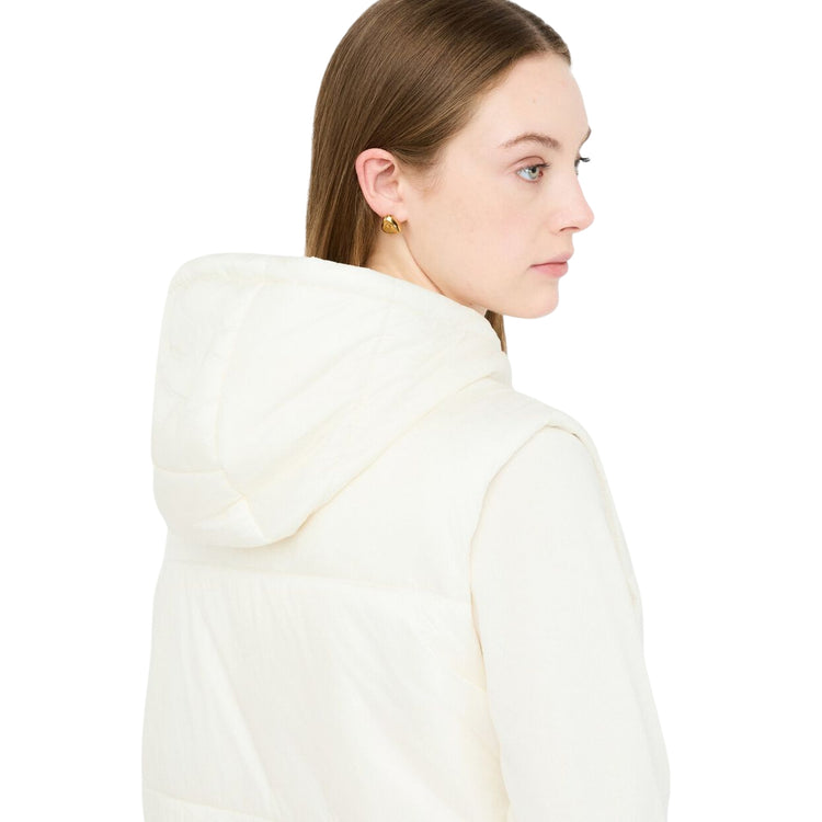 Gilet Donna in nylon trapuntato Bianco modella retro ravvicinata