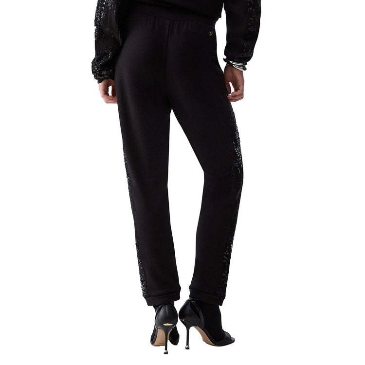Pantalone in felpa Donna con paillettes Nero modella retro