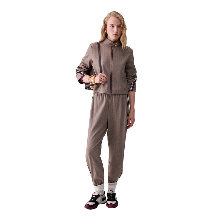 Giacca Donna con tape rigate bicolor modella intera frontale