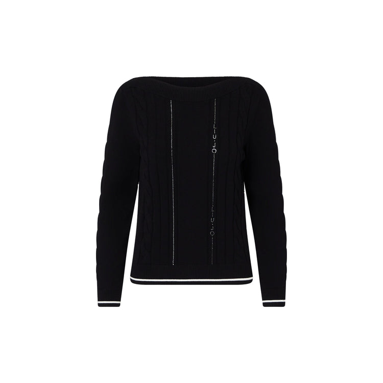 Maglia nera Donna con profili a contrasto