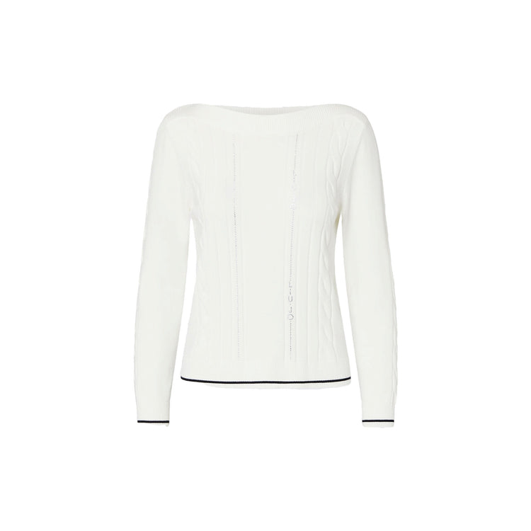Maglia bianca Donna con profili a contrasto