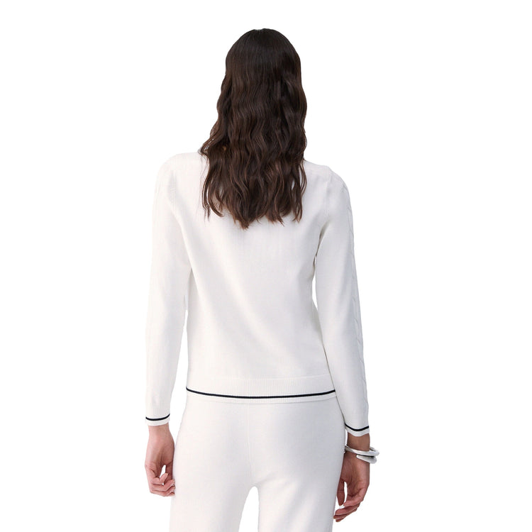 Maglia bianca Donna con profili a contrasto modella retro