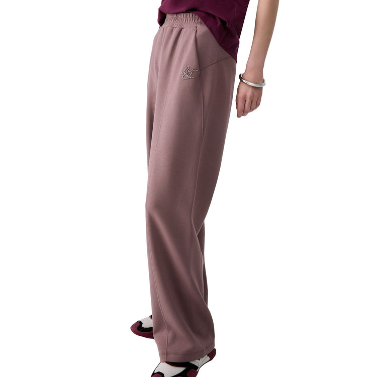 Pantalone Donna in scuba rosa modella laterale