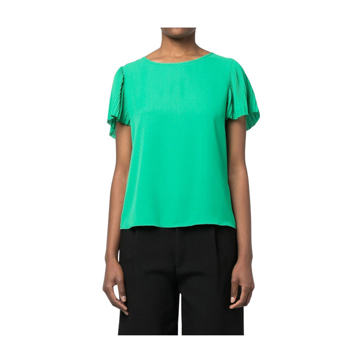 Solid color women's blouse with porthole on the back