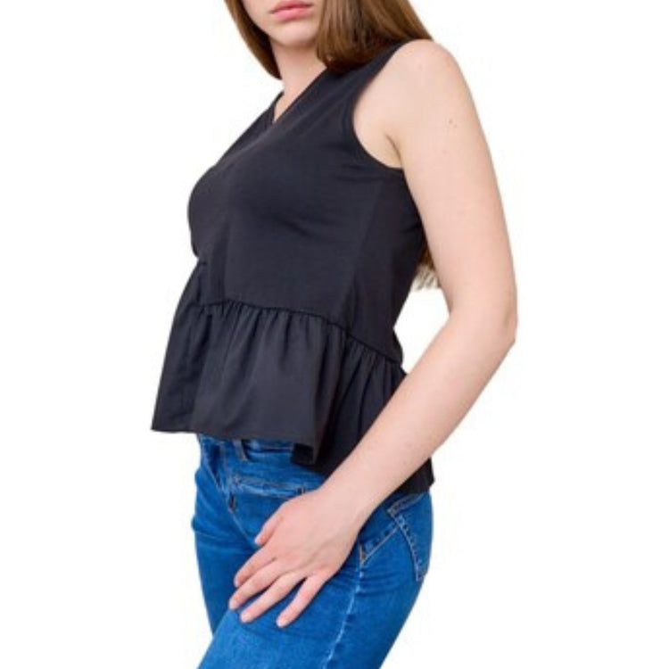 Top femme à volant asymétrique
