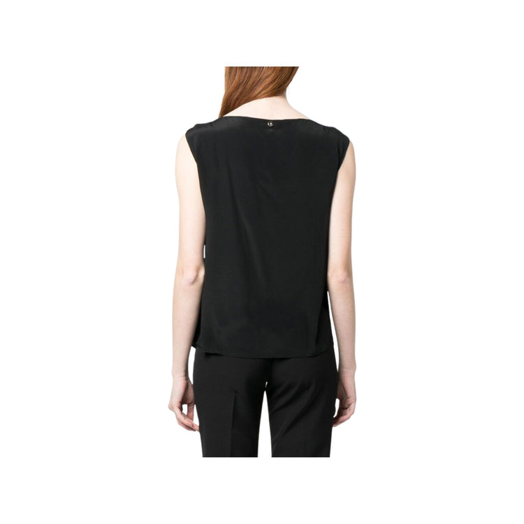 Top femme uni à col V