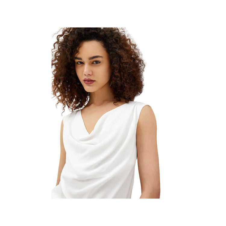 Top femme uni à col V