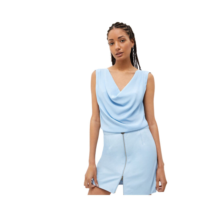 Top femme uni à col V