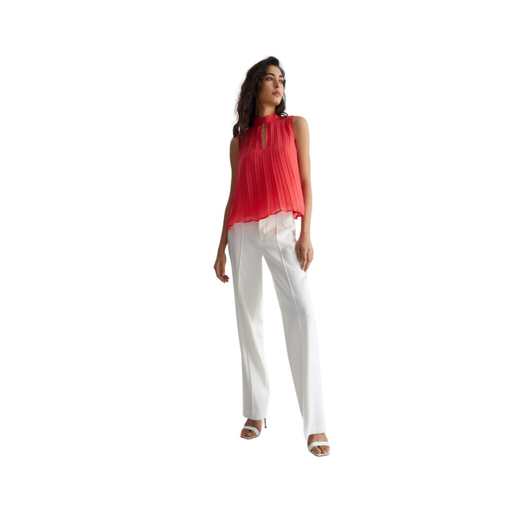 Solid color pleated women's top