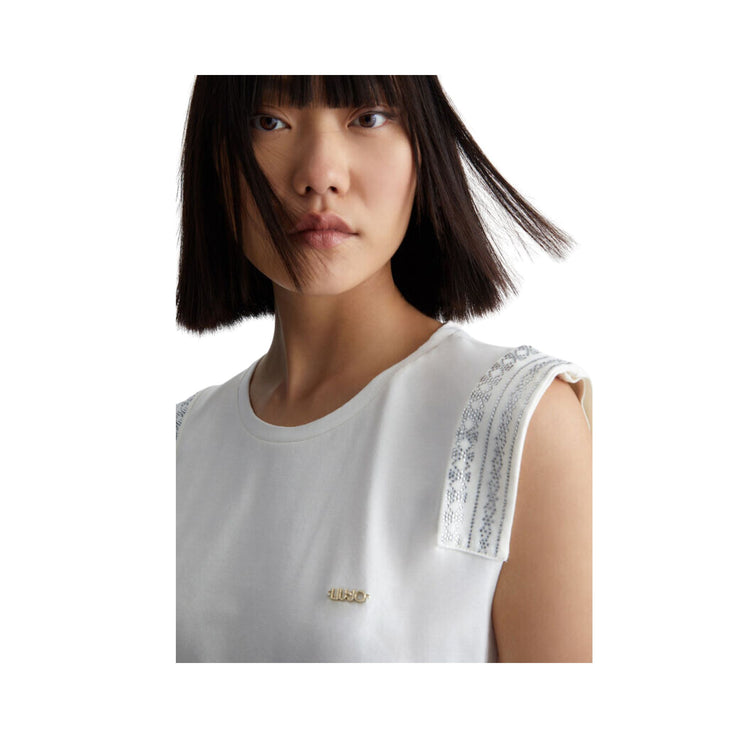 Top femme avec strass appliqués