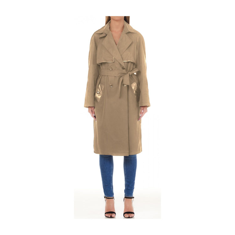 Long solid color trench coat for women