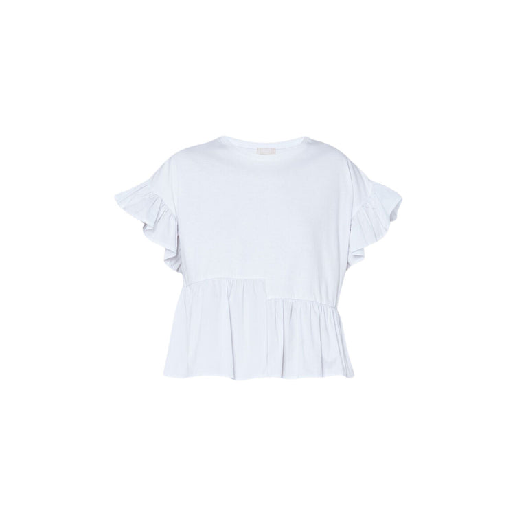 Women's T-shirt with ruffled sleeves