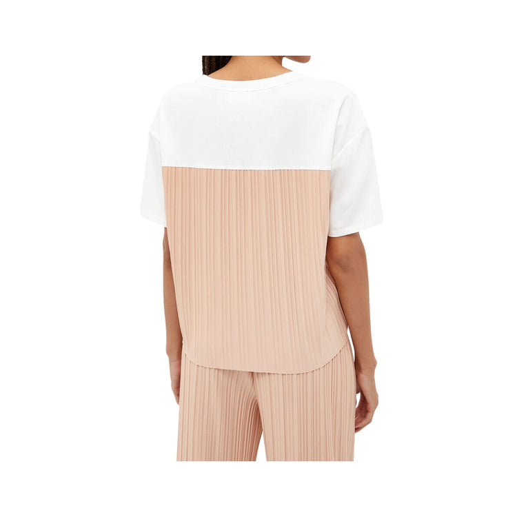 Women's pleated jersey T-shirt - Ivory/Nude