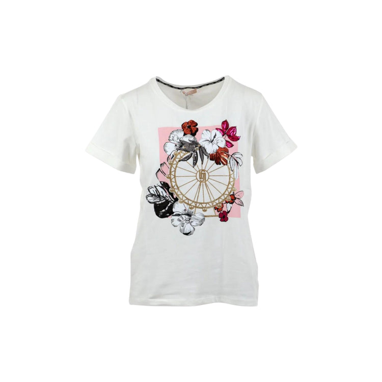 T-shirt Donna in cotone con stampa floreale