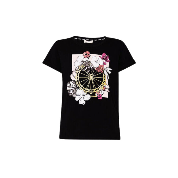 T-shirt Donna in cotone con stampa floreale