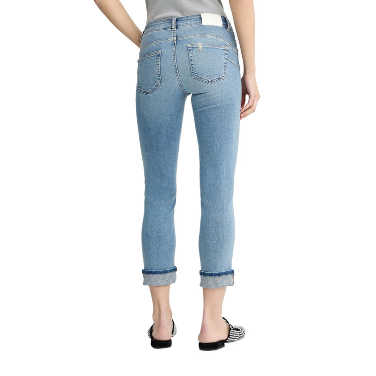 Jeans Skinny Donna con risvolto modella retro