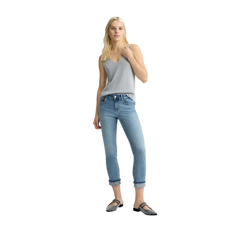 Jeans Skinny Donna con risvolto modella intera frontale