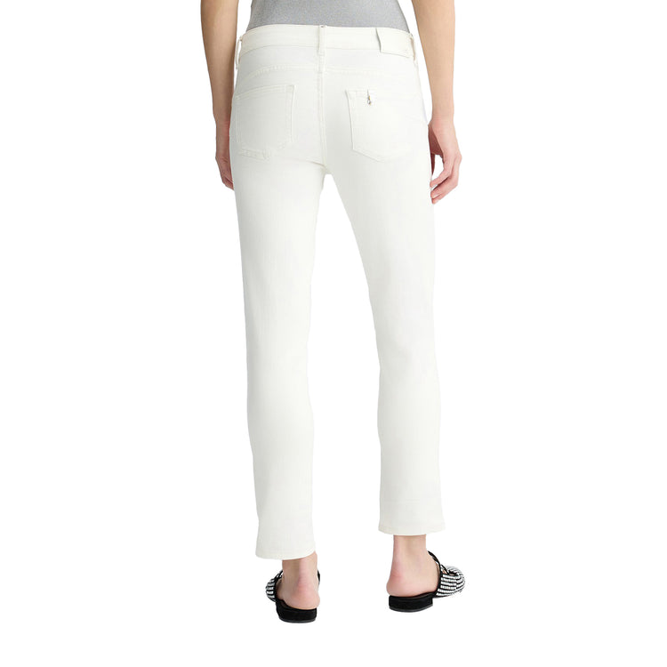 Pantaloni Donna Skinny Cropped Monreo Bianco modella retro