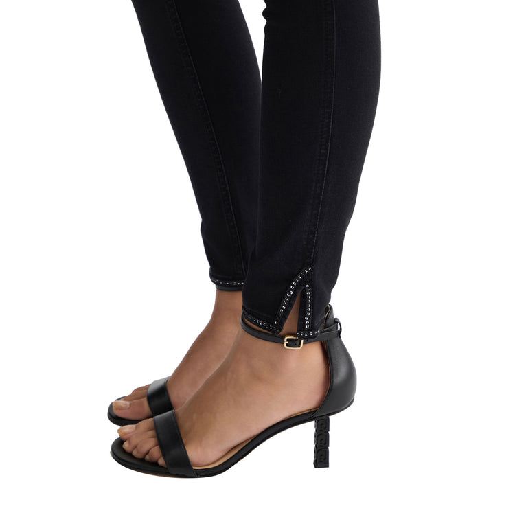 Jeans Skinny Donna con spacchetto Nero dettaglio caviglia con spacchetti