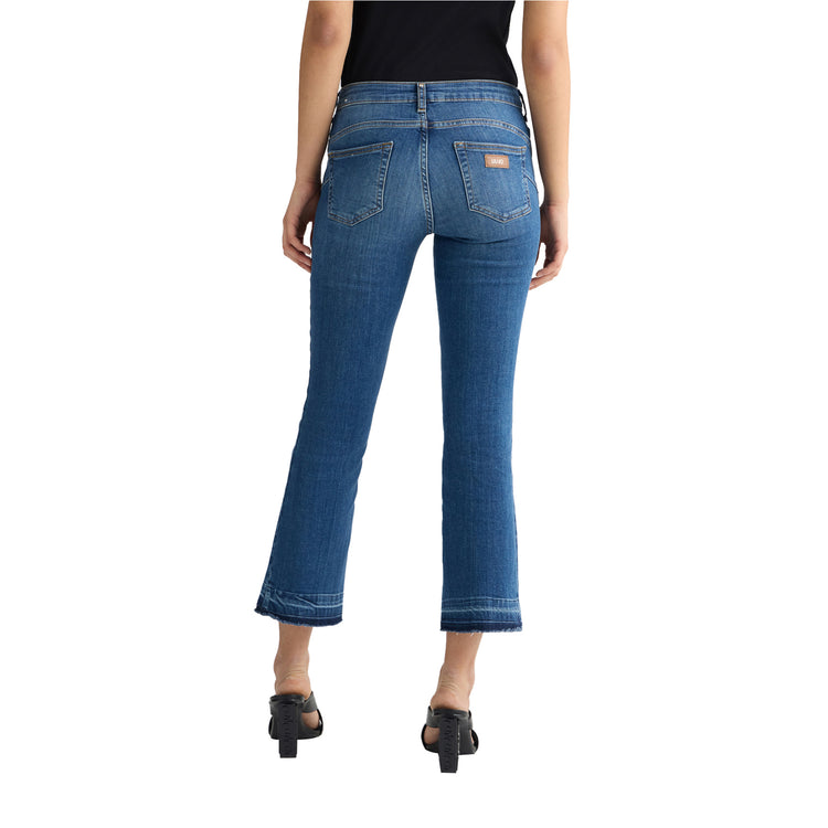 Jeans Donna bootcut blu scuro modella retro
