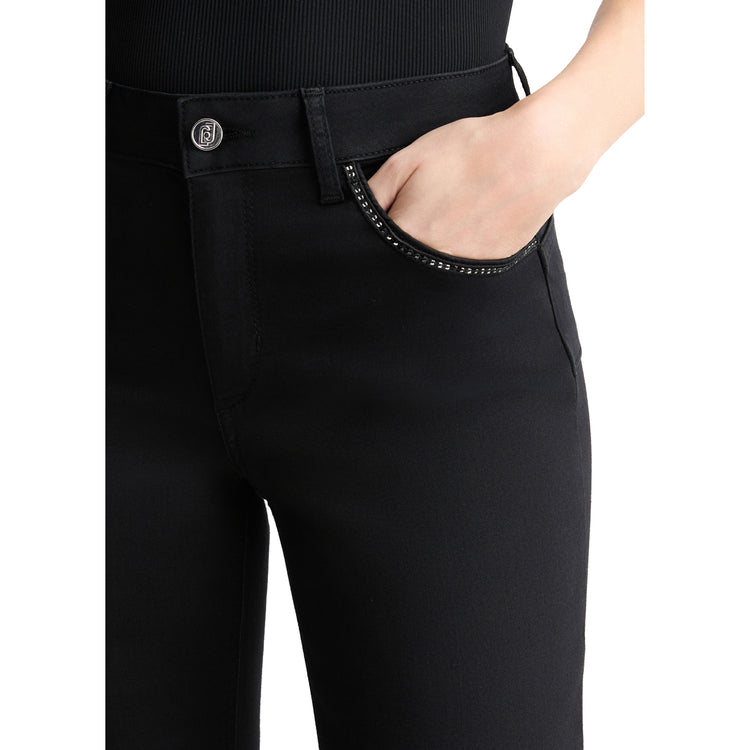Jeans Donna Bootcut con strass Nero dettaglio