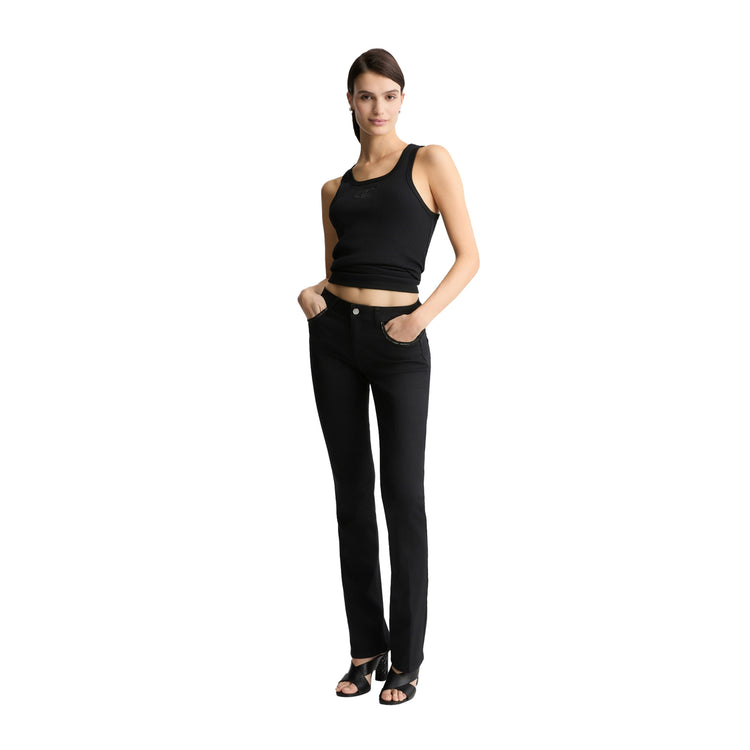 Jeans Donna Bootcut con strass Nero modella intera frontale