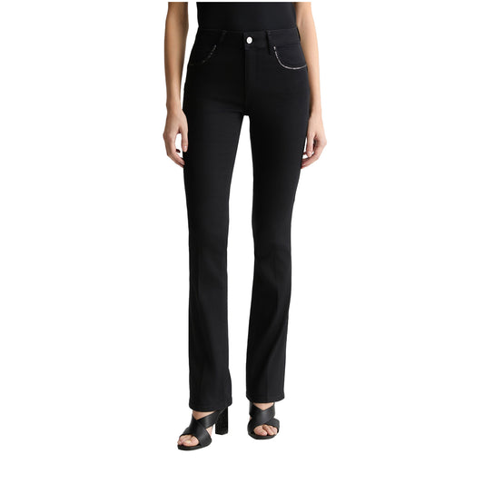 Jeans Donna Bootcut con strass Nero modella frontale