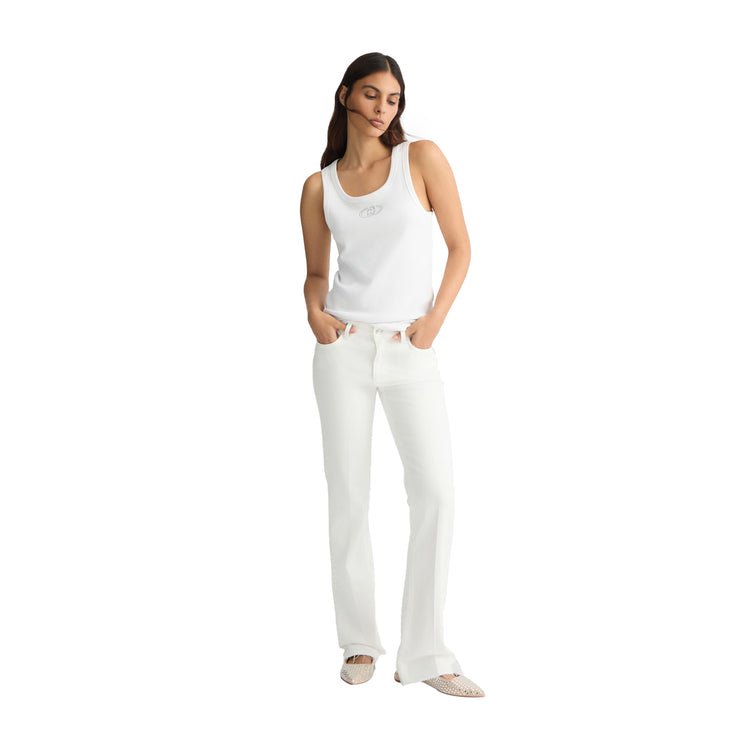 Jeans Donna bootcut Bianco modella frontale intera
