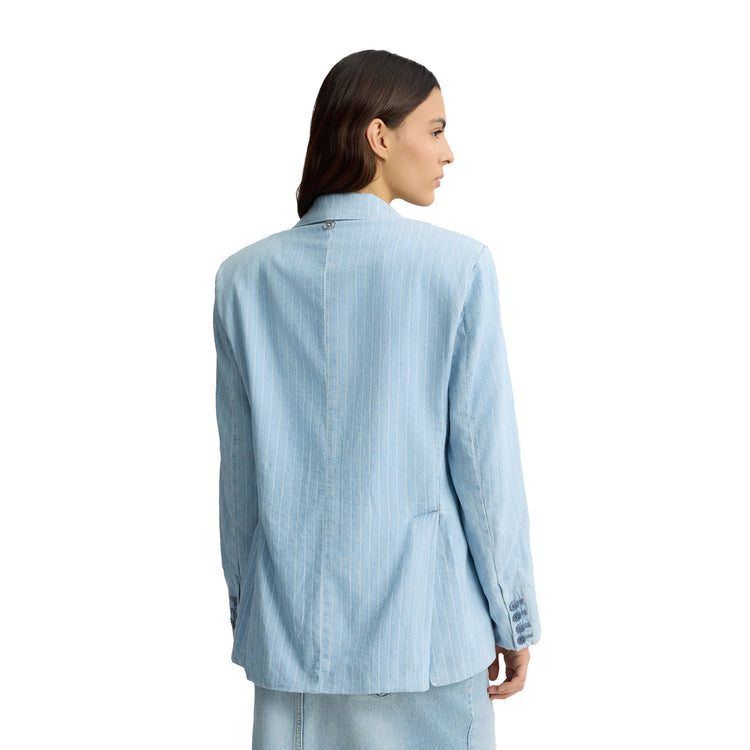 Blazer Donna in denim gessato modella retro