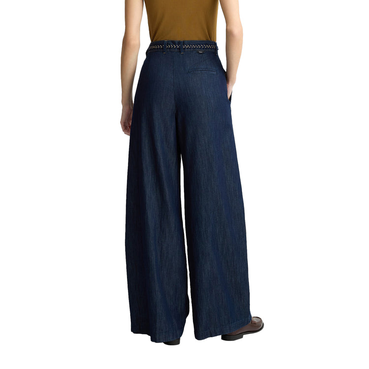 Jeans Donna a gamba ampia e vita alta modella retro