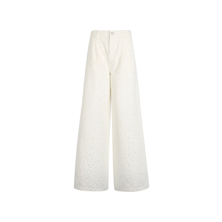 Jeans Flare Donna bianco con strass