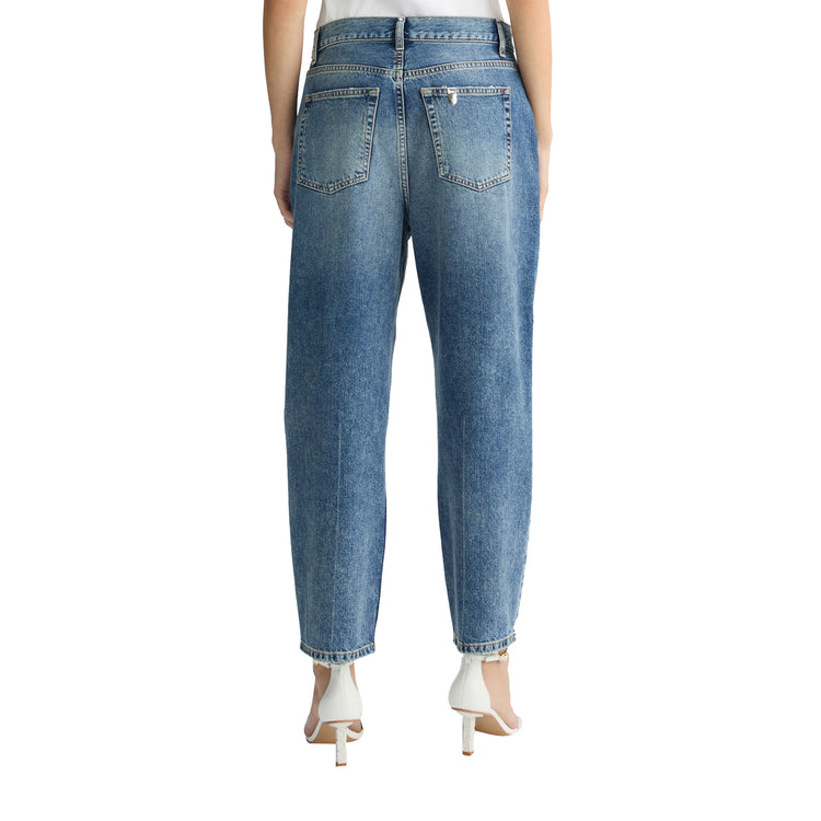 Jeans Donna straight con strass modella retro