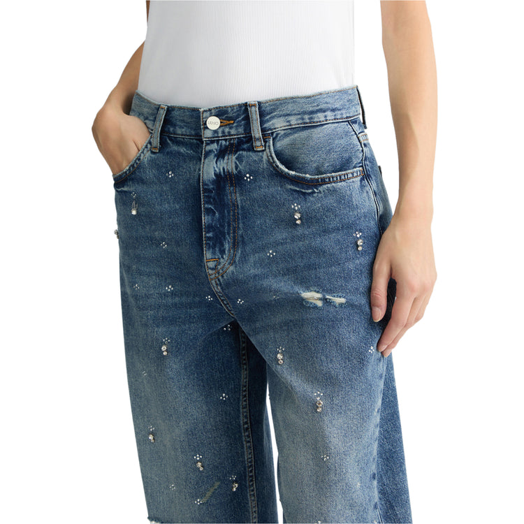Jeans Donna straight con strass dettaglio