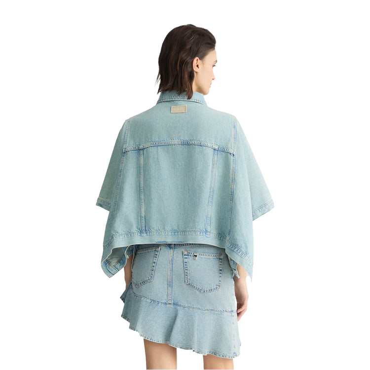 Giacca Donna in denim maniche a kimono modella retro