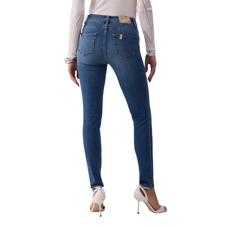 Jeans skinny da donna a vita alta lavaggio scuro